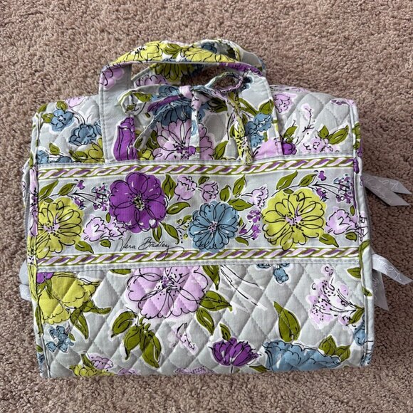 Vera Bradley Hanging Travel Organizer Cosmetic Makeup Toiletry Bag Floral Gray - Picture 1 of 11